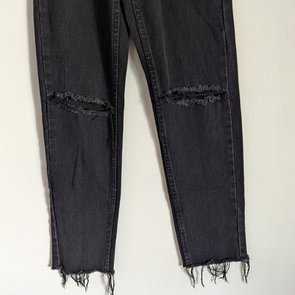 PRINCESS POLLY High Rise Raw Hem Distressed Black Jeans Size 0 - Picture 6 of 12